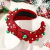 Hårklipp tygknut pannband med pärla strassinredning för kvinnor fashionabla elegant tillbehör julfest eller semester