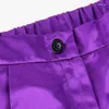 Женские брюки из двух предметов, женские комплекты из 2 предметов, фиолетовые укороченные топы, длинные брюки, однотонные, элегантные, женские, модные, роскошные, для дня рождения, ужина