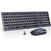 Claviers Clavier et souris sans fil Combo 2.4G USB clavier et souris rétro-éclairé silencieux ensemble de souris clavier mince pleine taille rechargeable J0117