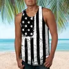 Men's Tank Tops Spring Men O Printed Blouse Beach Sleeveless Casual Flag Neck Summer T Shirt V