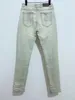 Mens Designer Jeans Casual Slim Uomo Jean Pantaloni elasticizzati bianco Ricamo A.M Distruggi la trapunta Pantaloni strappati al ginocchio dritto Pantaloni retrò Hip hop Street Pant