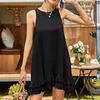 Casual jurken Leuke mini-jurk met ruches en pocets Mouwloze swing-zonnejurk Zachte strandstijl Golfzoom Cover-up Vakantie zomerjurken