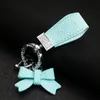 Fashionable Bow Keychain, Exquisite Bag Hanging Decoration with Diamonds, High End Leather Car Keychain