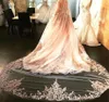 Lace Cathedral Bridal Veils One Layers Long Applique Bead Custom Made High Quality Wedding Veils With Three Color6439149