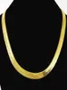 Thin Soft Herringbone Chain Necklace Pure Gold Color 18K Yellow Plated Punk Hip Hop Jewelry For Mens Boys 10mm 24quot Chains9610078