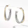 2024 Designer David Yuman Jewelry Armband XX 925 Sterling Silver Two Tone Twisted Wire Circular örhängen