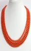 Européen rose orange 4 rangées 6mm perles rondes chaîne de corail artificiel haute qualité collier bijoux 1720 pouces B14527015003