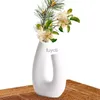 Vases Nordic Vase Circular Hollow Ceramic Donuts Flowerpot U Shaped CentrePiece Living Room Wedding Handmade Decoration Home Appliance YQ240117