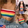 Kvinnor BLOUSES SHIRTS 2018 Nya kvinnor Rainbow Seamless Bandeau Crop Tube Top Strapless Wrap Bustier Bra YQ240117