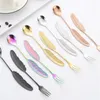 Forks Hanami Durability Creative Feather Handle Design 304 Stainless Steel Spoon Resistant To Scratches Ice Cream Aging