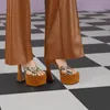 Sandálias de plataforma feminina de cristal sandálias de designer mulher crisscross couro robusto salto alto slide em peep toe luxo strass letras de moda qualidade superior