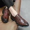 Dress Shoes Office Leather British Men Derby Manager Oxford Fashion Leisure Formal Wear