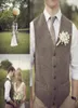 Popular Wool Wedding Groom Vests Tweed Herringbone Groomsmen Vests Dark Grey VNeck Men039s Suit Vests Men039s Dress Vest Wa7318788