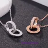 Luxury Womens Carter Necklace online shop 925 sterling silver jewelry card family double ring cake micro inlaid zircon clavicle Silver Plate With Original Box