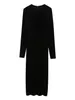 Casual Dresses 2024 Women Velvet Slim Midi Dress Fashion Long Sleeve Rhinestone Woman Elegant Sequined Black Evening Party Vestido