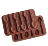 Molde de silicone antiaderente para decoração de bolo, faça você mesmo, 6 furos, colher, moldes de chocolate, gelatina, gelo, cozimento, doces 3d 0117