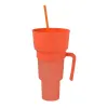 PP Пластиковая кокс -чашка с соломенной чашкой и жареной куриной попкорн фри творческая закусочная чашка чаша BPA бесплатно 0117