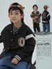 Crianças dos desenhos animados carta impressa jaqueta meninos lapela manga longa uniforme de beisebol 2024 primavera crianças all-matching casual outwear z6775