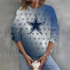 Star Print O-Collo Felpa casual Donna Felpe con cappuccio Manica lunga Game Day Felpe grafiche football americano Top oversize 240116