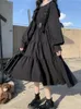 QWEEK Style gothique Dres Harajuku Lolita Goth Kawaii robe Punk mignon manches longues noir Midi Emo surdimensionné 240117