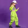 Stage Wear Vêtements Hip-Hop pour enfants Vêtements de sport verts T-shirt Coupe Top Pantalons décontractés Filles Jazz Dance