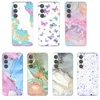 S24 Butterfly Flower Marble Rock Cases For Samsung S24 Ultra Galaxy S24 Plus Lace Floral Stone Stars Bling Soft TPU IMD Smart Mobile Phone Shockproof Back Skin Cover