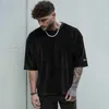 Homens camisetas Verão homens com nervuras moda carta bordado solto manga curta tees 2024 streetwear roupas masculinas casuais pulôver tops