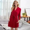 Women's Sleepwear Large Size Solid Color Knit Cotton Robe For Women Bathrobe European Style Lace Loose Nightdress Sleeping Ladies Night Gown