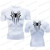 Men's T-Shirts Compression Shirt Summer Men's T-Shirt White Short Sleeve Breathable Quick Dry Fitness Top Sports Long Sleeve Compression Shirt T240117