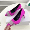 Zapatos de vestir Primavera Otoño Bombas elegantes Seda Cuero genuino Decoración de cristal Mujeres Punta puntiaguda Moda Conciso Color Sólido Tacones altos