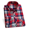 Зимние мужские клетчатые повседневные рубашки из хлопка, теплая фланель с длинным рукавом и передним карманом, модная одежда, деловые повседневные рубашки Easycare 240117