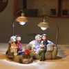 Decoratieve objecten beeldjes 1 STKS paar karakter ornamenten met LED-licht hars ambachten voor huis tuin decor creatief jongens en meisjes nachtlampvaiduryd