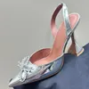 Tatlı yay düğümü dekor kadınlar yüksek kaliteli pist tasarımcısı Slingback fincan topuk yaz sandaletleri 2024 yeni stil gerçek deri yumuşak elbise parti ayakkabıları kadınlar için