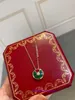 Boutique Carter jewellery and luxury Necklace online store High Quality V Gold Amulet with White Fritillaria Red Agate Thick Plated 18k With Original Box