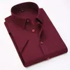 Summer Business Work Shirt Square Collar Kort ärm Plus Size S till 7XL Solid Twill Stands Formal Men Dress Shirts No Fade 240117