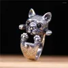 Cluster Ringe Buyee 925 Sterling Silber Persönlichkeit Hund Ring Finger Für Frau Männer Ausgezeichnete Tier Rock Punk Schmuck Kreis