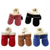 Vestuário para cães 4 unidades / conjunto Pet Inverno Grosso Quente Sapatos Impermeáveis Cashmere Anti-Slip Chuva Botas de Neve Calçado Suprimentos de Cuidados