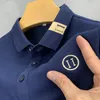 Polo masculino high end bordado de manga curta camisa polo de algodão masculino camiseta roupas de moda coreana verão luxo topo tamanho asiático m l xl xxl xxxl