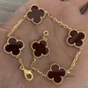 Designer Bangle Van Four Leaf Clover Cleef Bracelet Advanced New Sterling Silver 925 Five Flower Colorless Girlfriend Exquisite Gift.