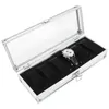 Caja de relojes de aluminio con 6/12 ranuras para rejillas, estuche de almacenamiento para exhibición de joyas, contenedor interior de gamuza, ataúd para reloj, 1 Uds. 240117