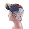 Women Headscarf Ethnic Style Wrap Head Cap Big Discoid Flowers Knotted Turban Hat Muslim Scarf Headware Lady Fashion Printed Hat