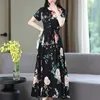 Casual Dresses Summer For Women 2024 Dress 5xl Women's Short Sleeved Printing Long Lace-Up Slim Korean Style Vestidos
