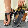 Sandals Female Shoes On Sale 2024 Summer Women's Outdoor Solid Concise Open Toe Chunky Heels Large Size Roman Thong