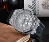 Wysokiej klasy męski zegarek luksusowy All Diamond English Watch Automatic Six Hand Chronograph Run Drugi zegarek 41 mm wybieranie gumowego paska