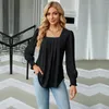 Blouses pour femmes mode femme chemisier chemises pour femmes automne à manches longues col carré blanc femme haut en mousseline de soie vêtements