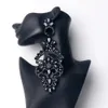 Moda Lady Black Crystal Absagate Küpe Bildirimi Aksesuarları 2023 Büyük Boy Büyük Sarkla Balo Mücevherat 240116