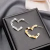 Stud Earrings Uneven Twist Metal Heart For Women European Vintage Statement Jewelry Fashion Golden Silver Color Simple Drop