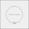 Fashion West Queen Pearl Fl Diamond Necklace Classic Womens Jewelry Versatile Clavicle Lobster Drop Delivery Dhtpy