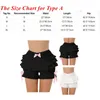 Lolita Short Black White Shorts Womens Cute Lace Trim Layered Ruffle Bloomers Short Girls Mid Waist Bowknot Decor Frilly Panties 240116