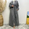 Ethnic Clothing 2024 Women Dubai Thick Cardigan Coat Muslim Islamic Winter Warm Abaya Kaftan Casual Full Length Dress S-2XL